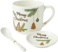 eCa KB16WZ4 Vánoční keramický hrnek se lžičkou a podšálkem, 400 ml - Hrnek