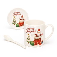eCa KB20WZ4 Vánoční keramický hrnek se lžičkou a podšálkem, 400 ml - Hrnek