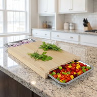 Ruhhy 25707 Wooden cutting board with pull-out bowls 40 × 28,5 cm - Cutting Board