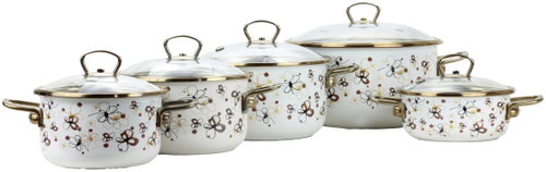 BELIS Set of enamel dishes PREMIUM 5 pcs, cream - Kitchenware Set - Main image