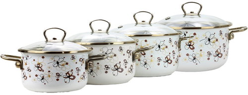 BELIS Set of enamel dishes PREMIUM 4 pcs, cream - Kitchenware Set - Main image