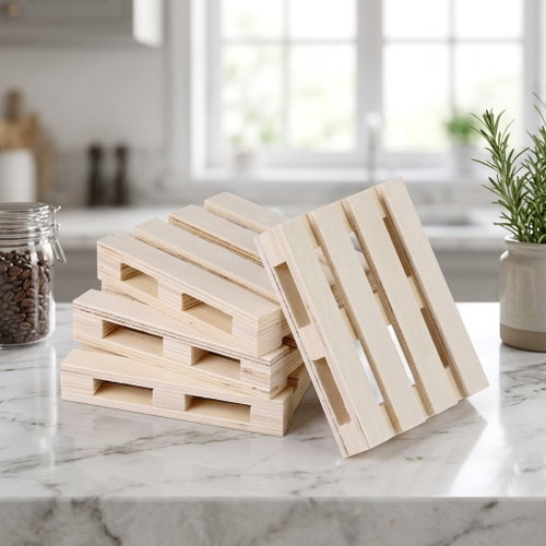DOCHTMANN Coasters set of 4, palette motif 10 × 2 × 8 cm - Coaster - Main image