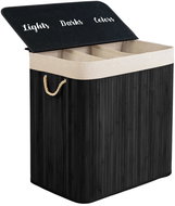 Massido 678201 Bamboo laundry basket with lid, three-chamber, 150 l, dark grey - Laundry Basket