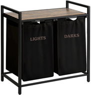 Massido 678300 Laundry basket with shelf, double compartment, 80 l, black - Laundry Basket