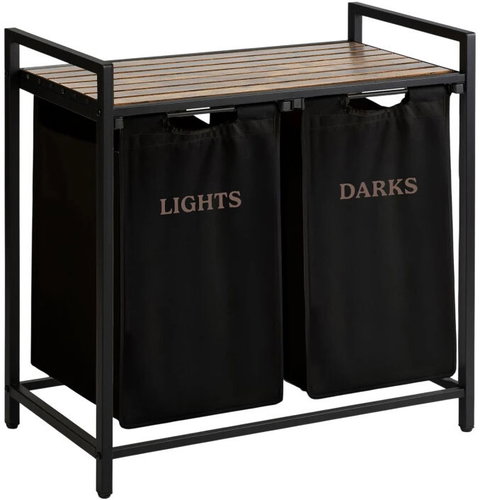 Massido 678300 Laundry basket with shelf, double compartment, 80 l, black - Laundry Basket - Main image