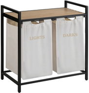 Massido 678301 Laundry basket with shelf, double compartment, 80 l, beige - Laundry Basket