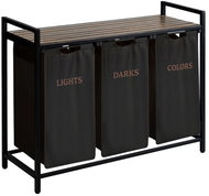 Massido 678400 Laundry basket with shelf, three-chamber, 120 l, black - Laundry Basket