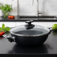 KOLIMAX COMFORT BLACK Frying pan 26 cm with handles, with glass lid, high - Pan