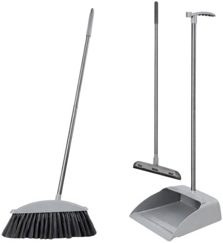 RealG RC-K-1253 Cleaning set broom, dustpan, window squeegee 3in1, grey - Brush and dustpan - Main image