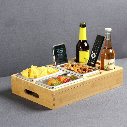 KESPER Buffet organizer with stainless steel containers, bamboo 39,8 × 26 × 7,5 cm - Tray - Main image