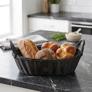 KESPER Fruit and pastry basket with handles, black plastic 28 × 21 × 13 cm - Bread Basket