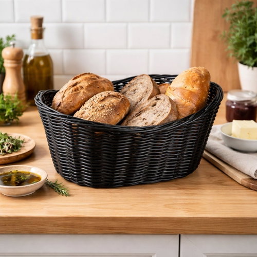 KESPER Fruit and pastry basket black plastic 28 × 21 × 13 cm - Bread Basket - Main image