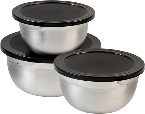 KESPER Set of bowls with lid, 3 pcs, stainless steel - Bowl - Main image