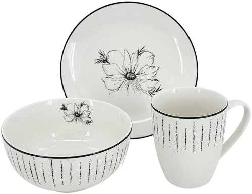 by inspire Linea Dash porcelain breakfast set (mug, bowl, plate) - Dish Set - Main image