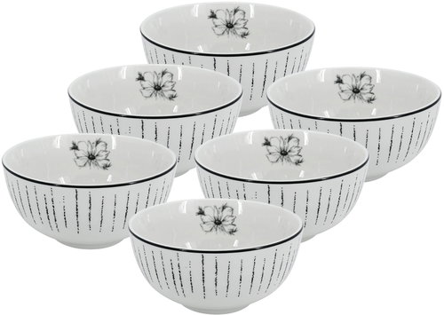 by inspire Set 6 pcs - Porcelain bowl Linea Dash, diameter 14 cm - Bowl Set - Main image