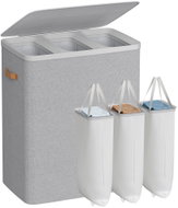 SONGMICS Sorting basket, 3 compartments with lid, grey 64 × 40 × 75 cm - Laundry Basket