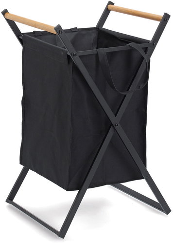 ZELLER Koš na prádlo černý, polyester, kov 36,2 × 35 × 68,5 cm - Laundry Basket - Main image