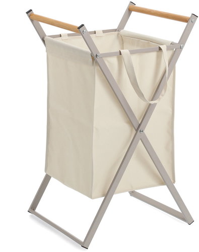 ZELLER Koš na prádlo béžový, polyester, kov 36,2 × 35 × 68,5 cm - Laundry Basket - Main image