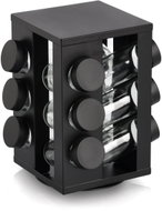 ZELLER Spice rack 12 pcs - glass jars, black 14 × 14 × 23,5 cm - Spice Container Set