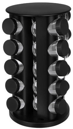 Ruhhy 27704 Set of spice jars in 360° rotating stand, 20 pcs, black - Spice Container Set - Main image