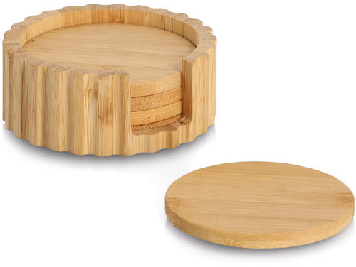 ZELLER Bamboo coasters 6 pcs, diameter 12 cm - Coaster - Main image