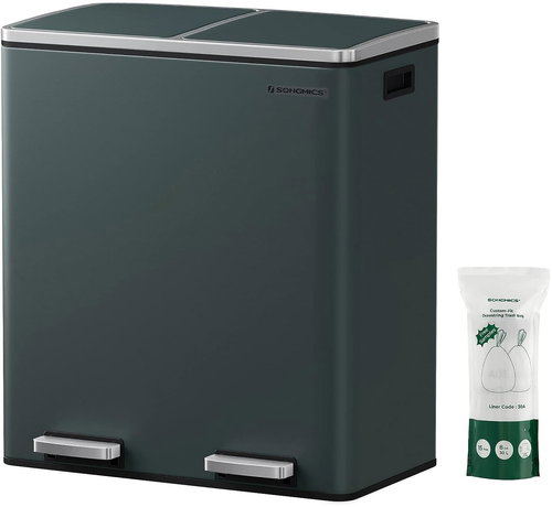 Songmics a Vasagle Double Rubax waste bin, green-grey - Rubbish Bin - Main image