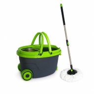 Verk 27774 Rotační mop 360°, kbelík na kolečkách, 2× potah z mikrovlákna, černozelený - Mop