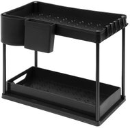 Ruhhy 26102 Two-tier organiser under the sink, with pull-out shelf, black - Kitchen Organiser