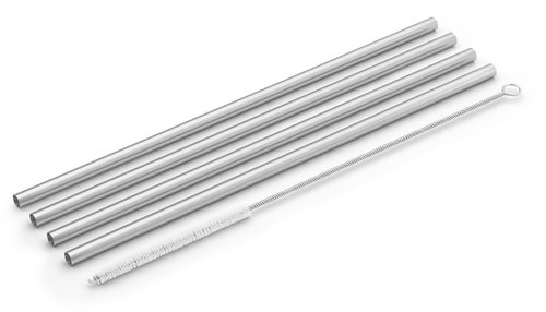 ZACK Stainless Steel Drinking Straws with Brush PICARA, Set of 4 - Straw - Main image