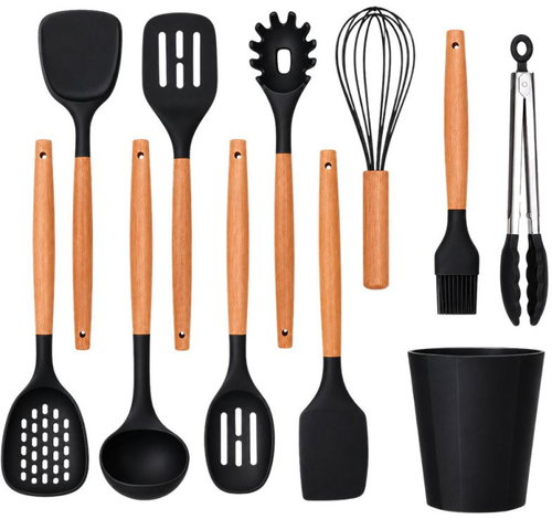 Verk 07510 Kitchen Utensil Set with Stand, 11 pcs, Black - Kitchen Utensil Set - Main image