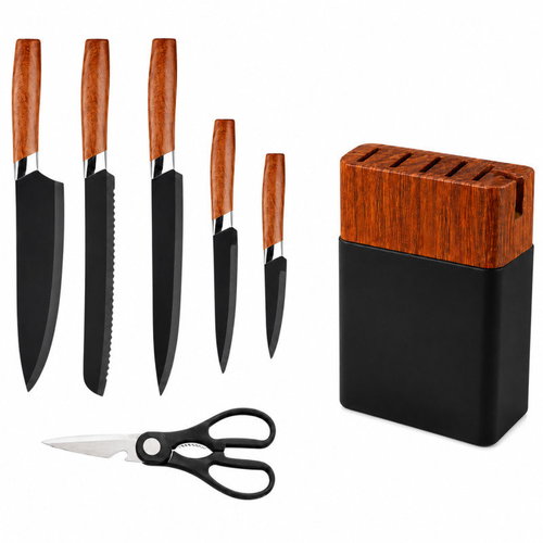 Verk 07509 Kitchen Knife Set in a Stand with Scissors, 6 pcs - Knife Set - Main image