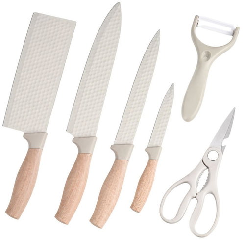 Verk 07513 Kitchen Knife Set 4pcs, Scissors and Peeler, White - Knife Set - Main image