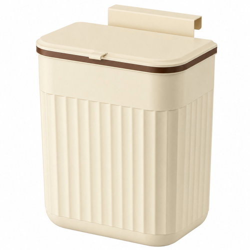 Verk 27672 Hanging Waste Bin with Lid 11L, Beige - Rubbish Bin - Main image