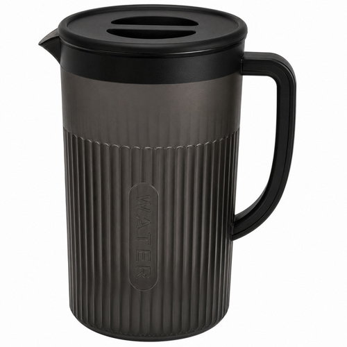 Verk 07441_CZ plastic jug with lid and filter 3L, black - Pitcher - Main image