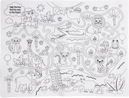 H&L Malovací silikonové prostírání Zvířátka 40 × 30 cm + 8 fixů, bílé - Placemat