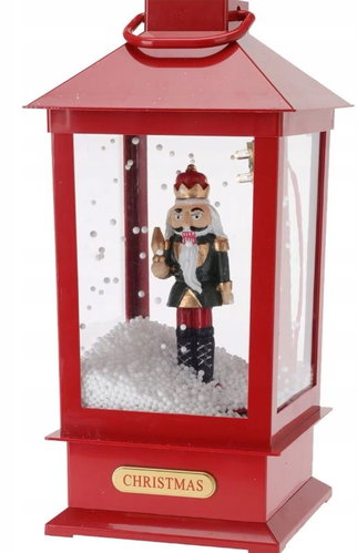 Home Styling Collection Lantern with coloured nutcracker inside, white, 13,5 × 26,5 cm - Christmas Decoration - Main image