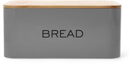 Homla Kine metal bread bin with bamboo lid, grey, 33 × 18 cm - Breadbox