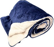 HOME ELEMENTS Microflannel blanket with lamb 150 × 200 cm, jacquard pattern Ornament, dark blue - Blanket