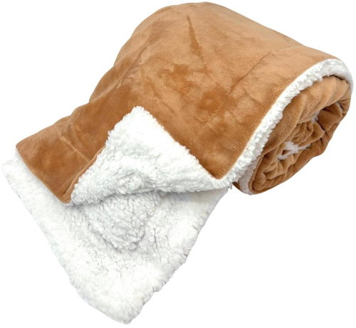 HOME ELEMENTS Microflannel blanket with lamb 150 × 200 cm, beige - Blanket - Main image