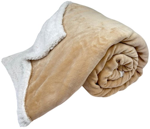Home Elements Microflannel blanket with lamb, collection Beige roses, beige - Blanket - Main image
