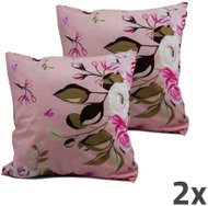 HOME ELEMENTS Pillowcase pink with rose motif, set of 2 - Pillowcase