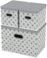 HomeLife Storage box with lid set of 3 - white, flowers - Storage Box