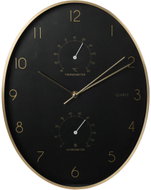 Home Styling Collection Nástěnné hodiny Alu s teploměrem a vlhkoměrem, černé - Wall Clock