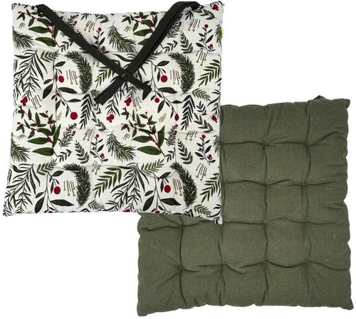 HOME ELEMENTS Quilted seat cushion 40 × 40, Red mistletoe - Pillow Seat - Main image