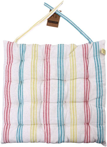 HOME ELEMENTS Quilted seat cushion 40 × 40, Coloured stripes 1 piece - Pillow Seat - Main image