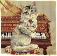 Home of Christmas Tapestry cover 45 × 45 cm, Cat with piano - Pillowcase