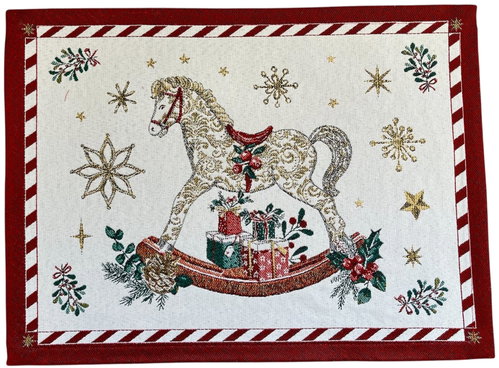 Home of Christmas Christmas jacquard placemat 35 × 45 cm, Rocking Horse - Placemat - Main image