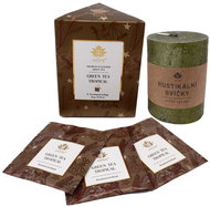 HOME ELEMENTS Vánoční set rustikální svíčka a zelený čaj s příchutí tropického ovoce - Gift Set