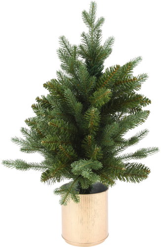 Home Styling Collection, Artificial Christmas tree in gold pot, 60 cm - Christmas Tree - Main image