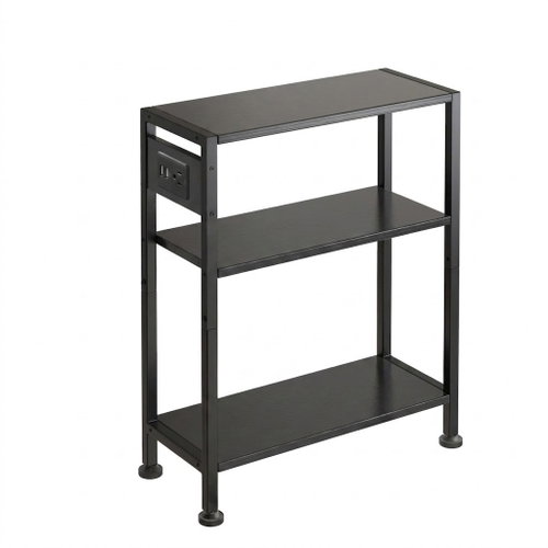 Houseland Qler Folding table with charging station and USB black - Side Table - Main image